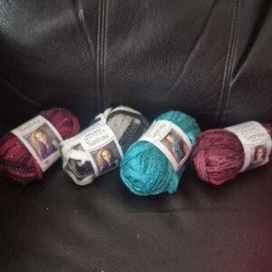 Red, Gray, Teal, and Burgundy Yarn Set
